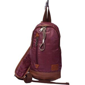 TSD Brand Urban Light Sling Bag | Coated Cotton Canvas, Genuine Leather Accents